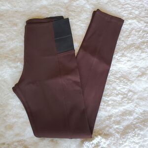 Chocolate Women's Brown High Rise Leggings Elastic Waist